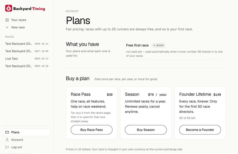 Plans page.