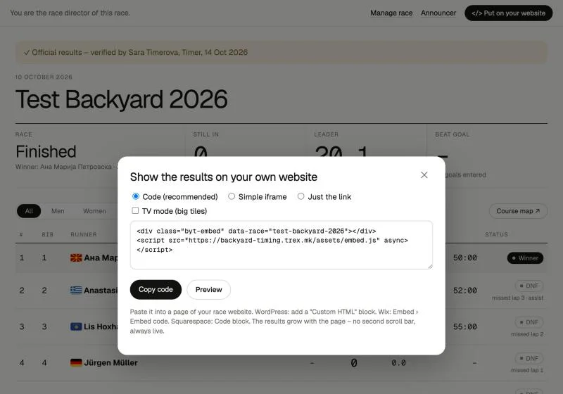 Copy the code for your website.